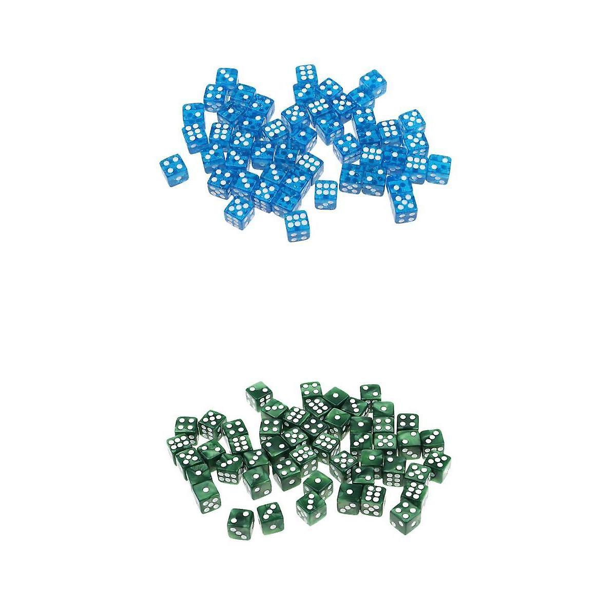 100pcs Acrylic Six Sided Dices 12mm D6 Dice for Party Game Blue