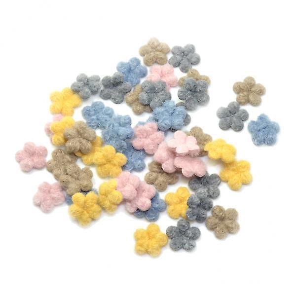 6x50pcs woolen felt flower embellishments flatback