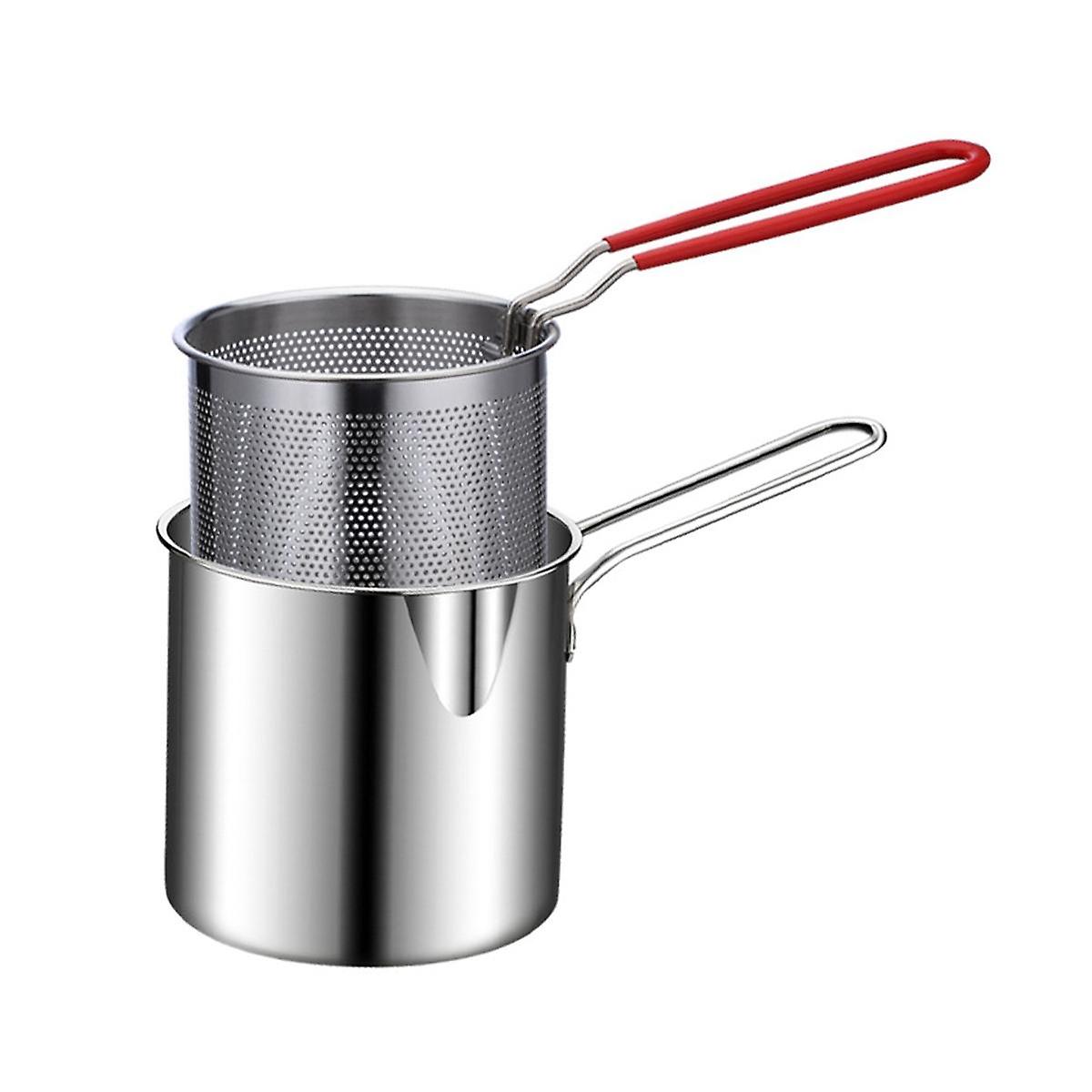 Stainless Steel Deep Frying Pot Tempura French Fries Fryer with Strainer Chicken Fried Pans Kitchen