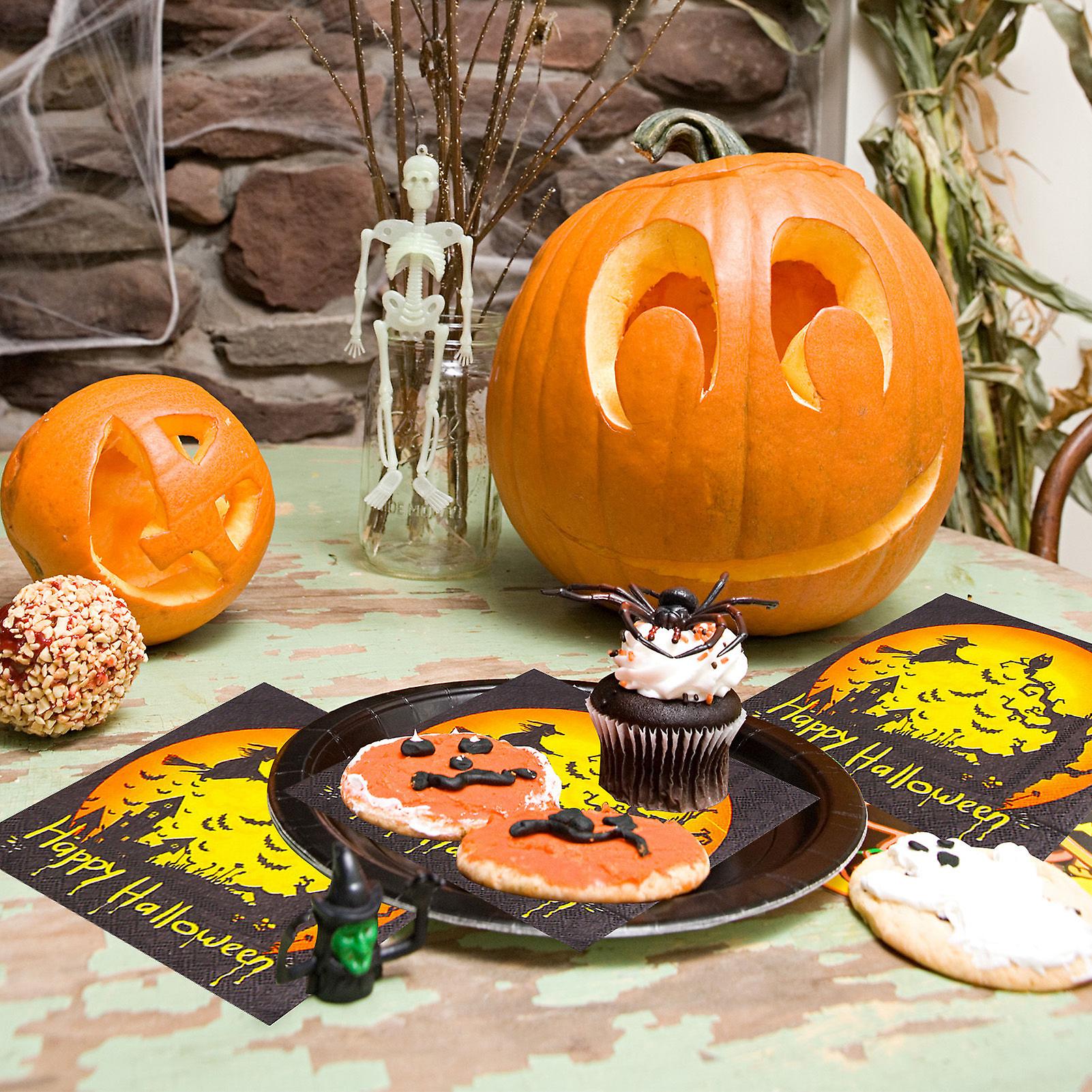 Halloween Paper Napkins Supplies 20 Sheets Cartoon Print Double Layer Tissue For School Office Home Hotel Bbq