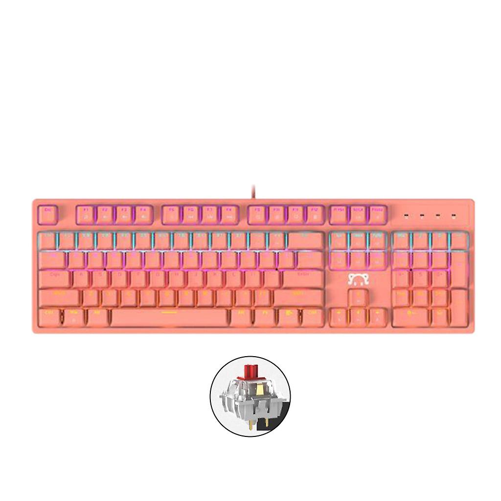 Teclado mecánico para juegos con cable de 104 teclas Interruptor verde/rojo con teclas esmeriladas