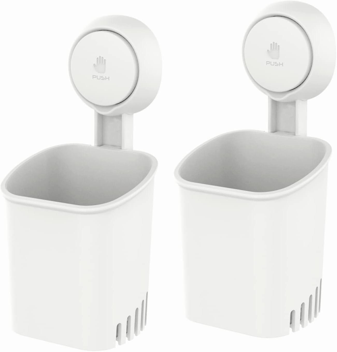 White, 2 Pack,Powerful Suction Toothbrush Holder, Removable