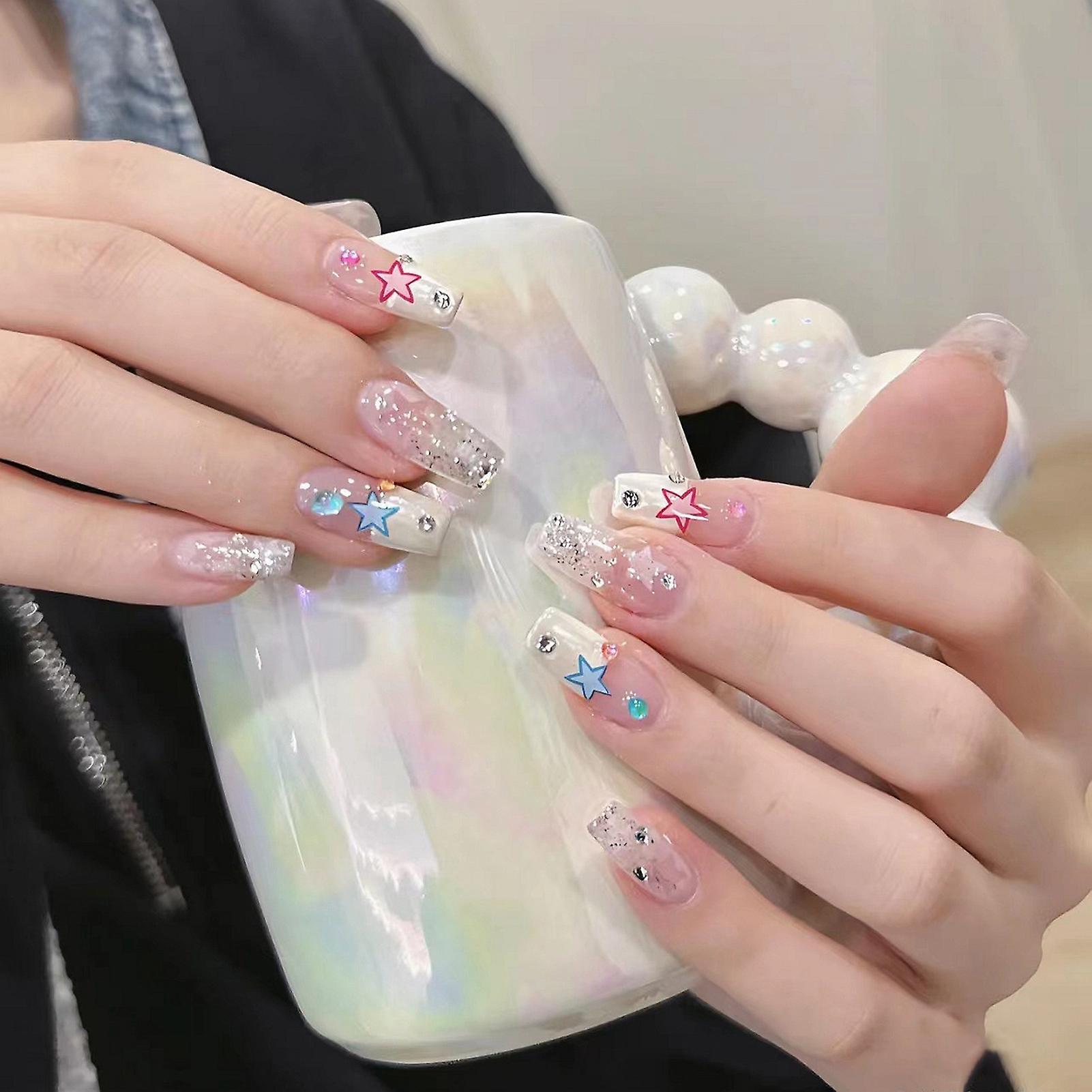 Pink Star Cartoon False Nails Charming Com