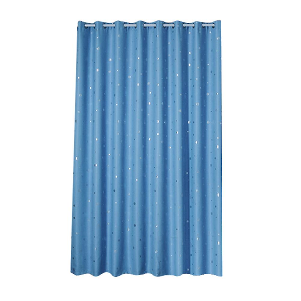 Polyester Window Curtain Shade Blackout Panels Drapes with Perforation (Light Blue)