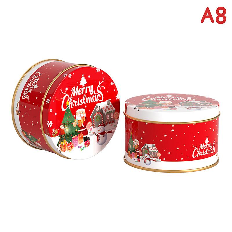 1 Pcs Christmas Old Man Candy Tins Decorative Round Tinplate Boxes Xmas Candy Cookie Packaging Jar Candle Containers Candy Box Gift