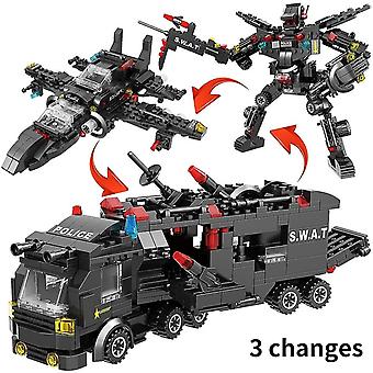 New Building Blocks Swat Police Vehicle Robot Car Blocks Children Educational Toys Birthday Gifts For Boys Kids