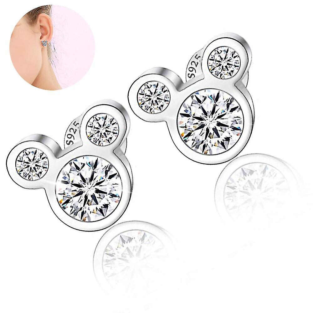 Women's Mickey Stud Earrings Mouse Shape Plated Crystal Fashion Jewelry