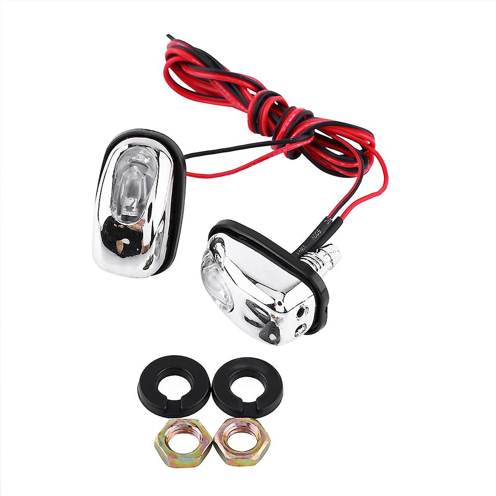 2 Pcs 12V Vehicle Hood Windshield Hood Wiper Washer With LED Lights White