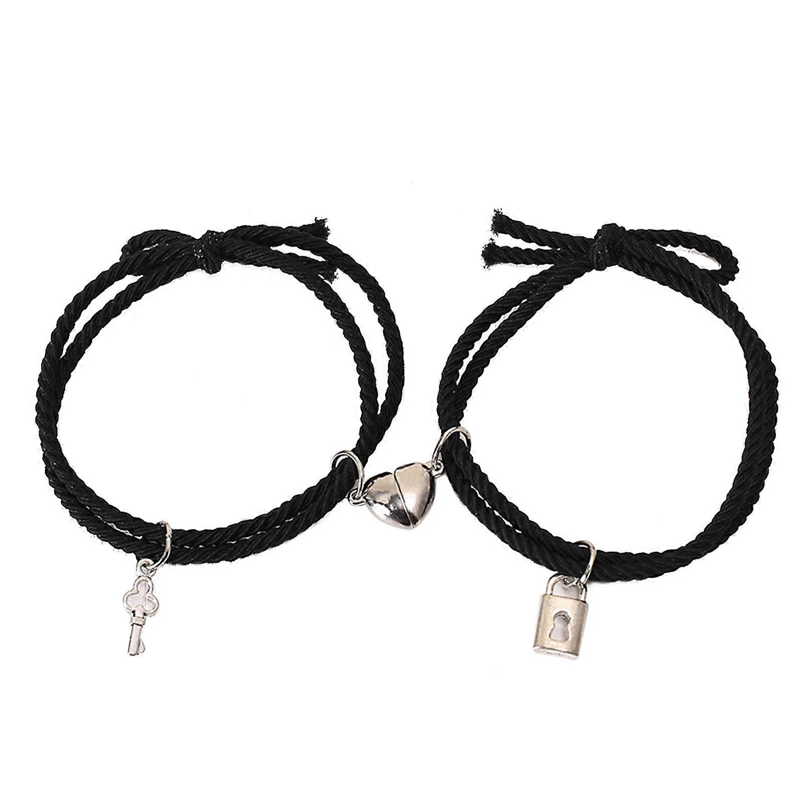 Unique Key Lock Heart Bracelet Set - Stylish Simple Design for Couples
