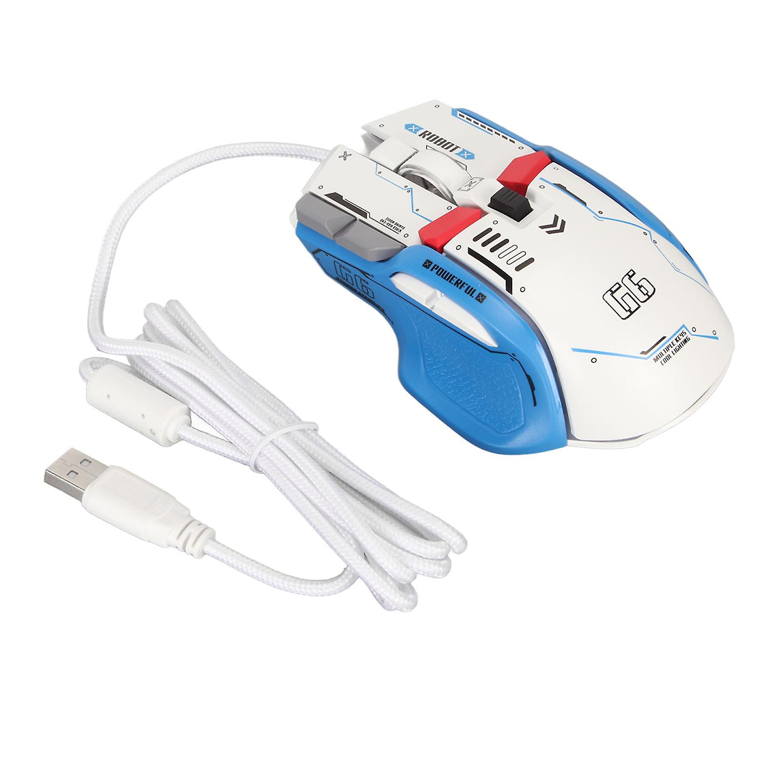 Wired Gaming Mouse 10 Button Macro Programmable 12800 DPI RGB Lighting Modes White