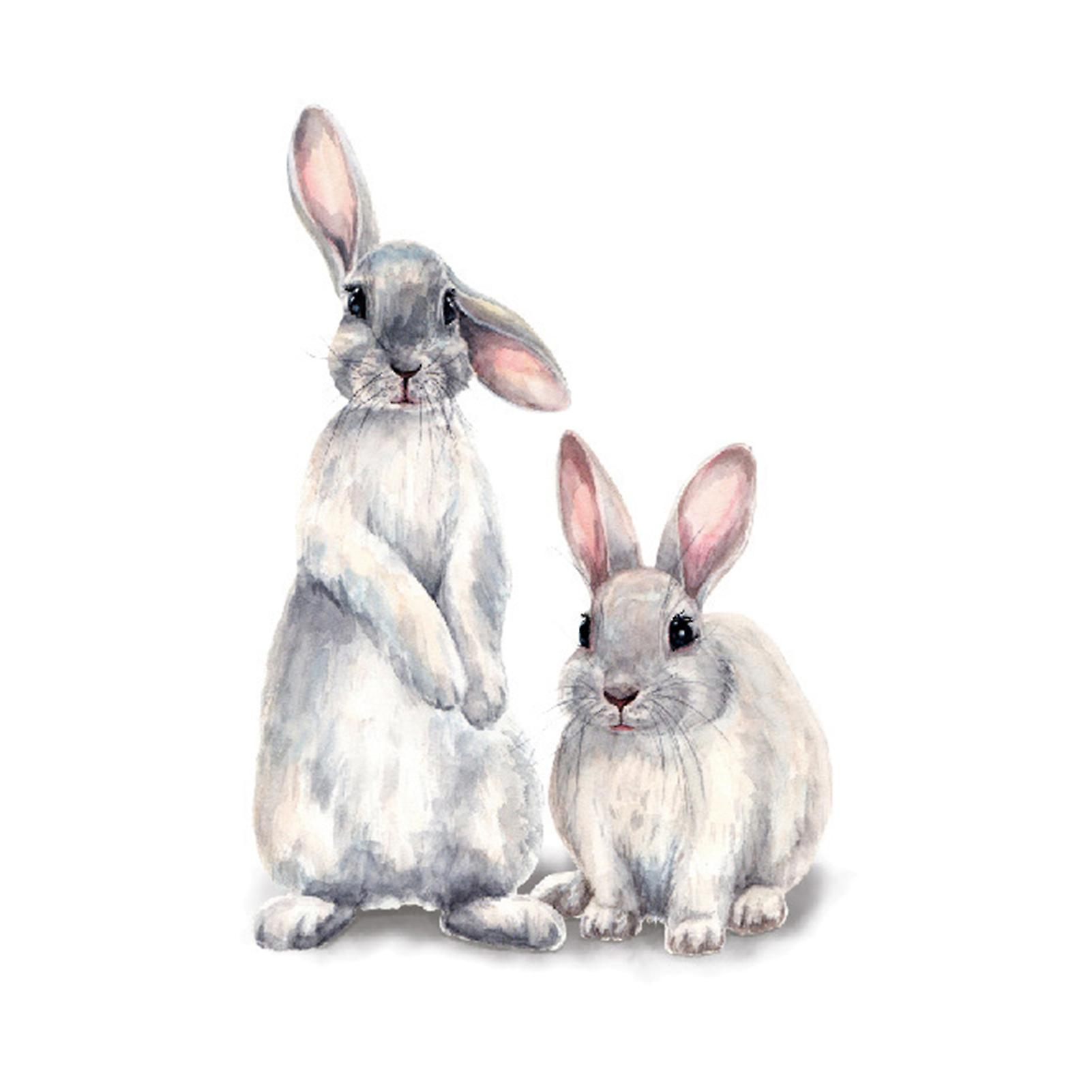 Two Cute Rabbits Wall Stickers Kids Children's Room Home Decoration Removable Living Room Bedroom