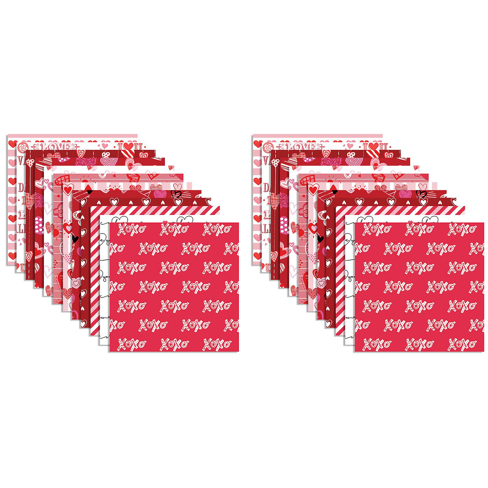 24Pcs/Set Scrapbook Paper Heart-pattern Vibrant Color Cuttable Versatile Craft Multi-purpose Background Paper
