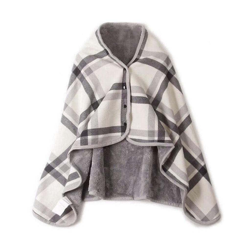 Adjustable Flannel Plush Warming Cape with Heating Function