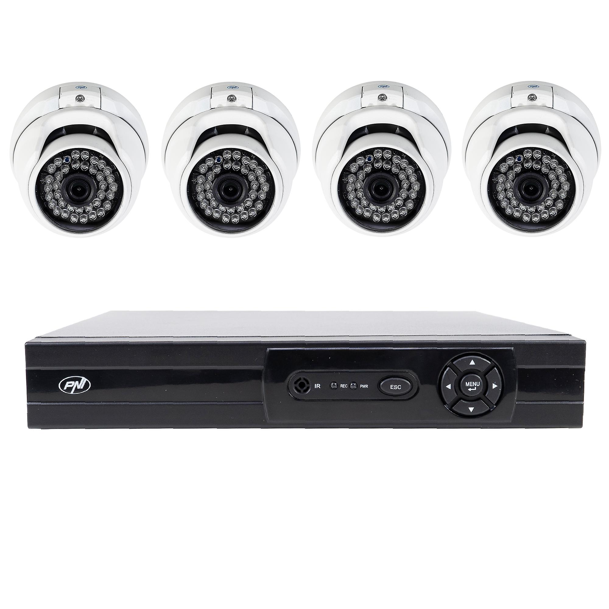 Πακέτο βιντεοεπιτήρησης AHD PNI House AHD880, 8 καναλιών, 5MP - DVR/NVR και 4 εξωτερικές κάμερες AHD25, 5MP, θόλος, IP66