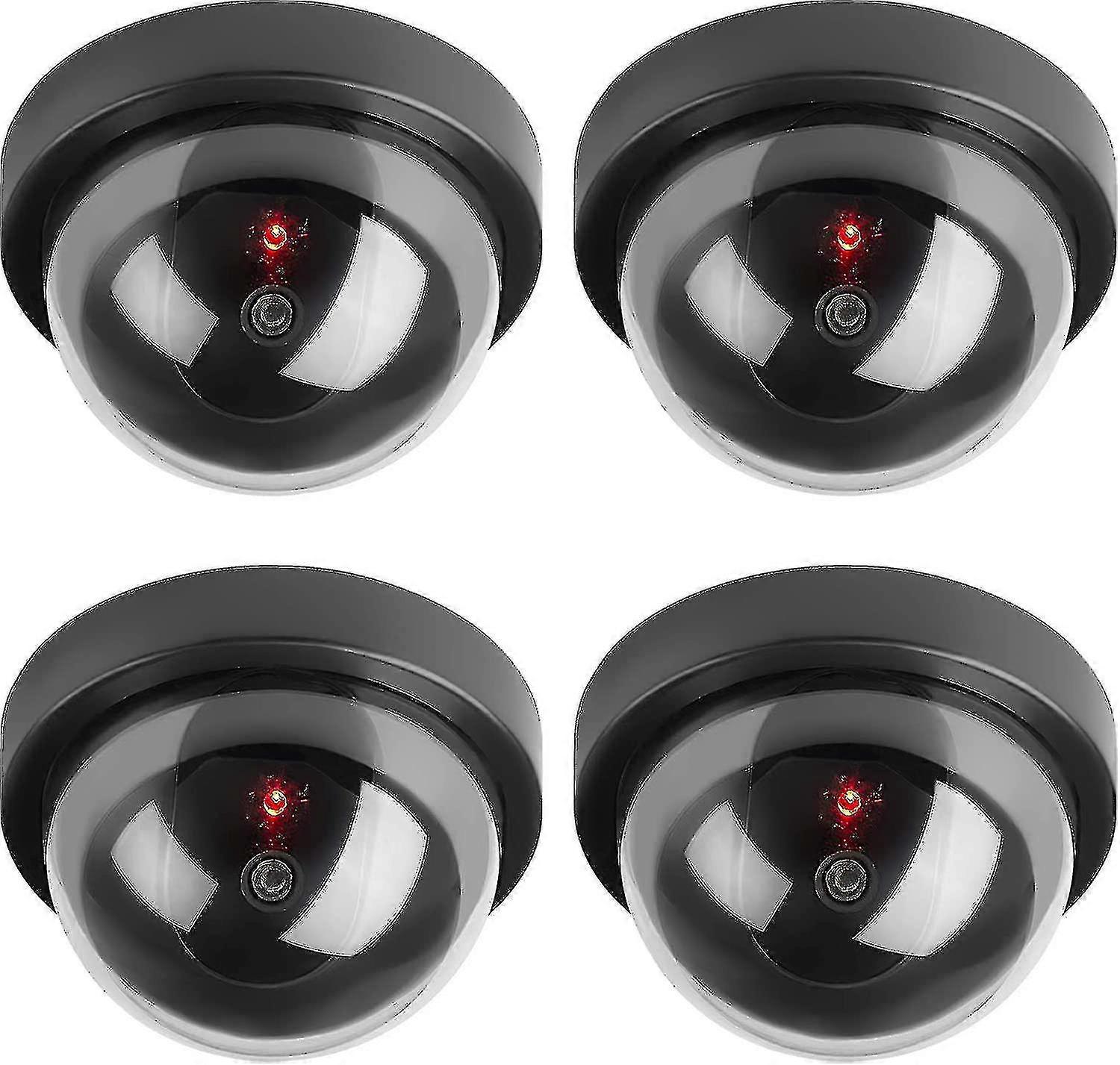 圆顶假人假安全闭路电视摄像机模拟监视器,带 LED 闪烁灯,户外室内使用,适合家庭和企业,4 件装