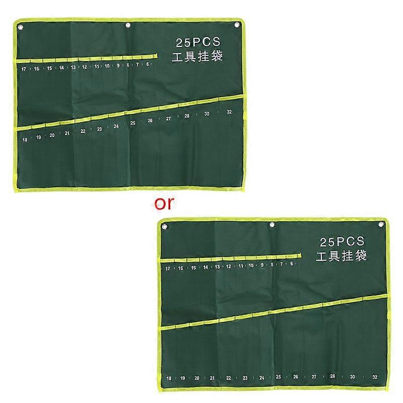 25 Pockets Durable Canvas Spanner Wrench Tool Roll Up Storage Bag