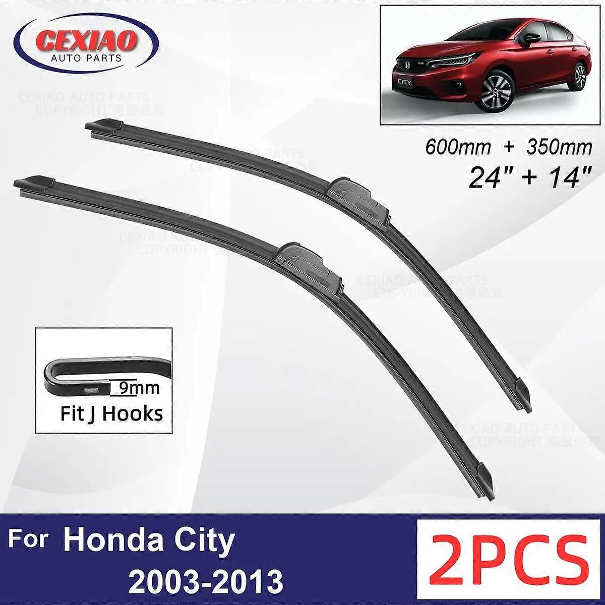 Car Wiper For Honda City 2003~2013 Front Wipers Blades Soft Rubber Windscreen Wipers Auto Windshield 24"+14" 600mm + 350mm FN9U6942