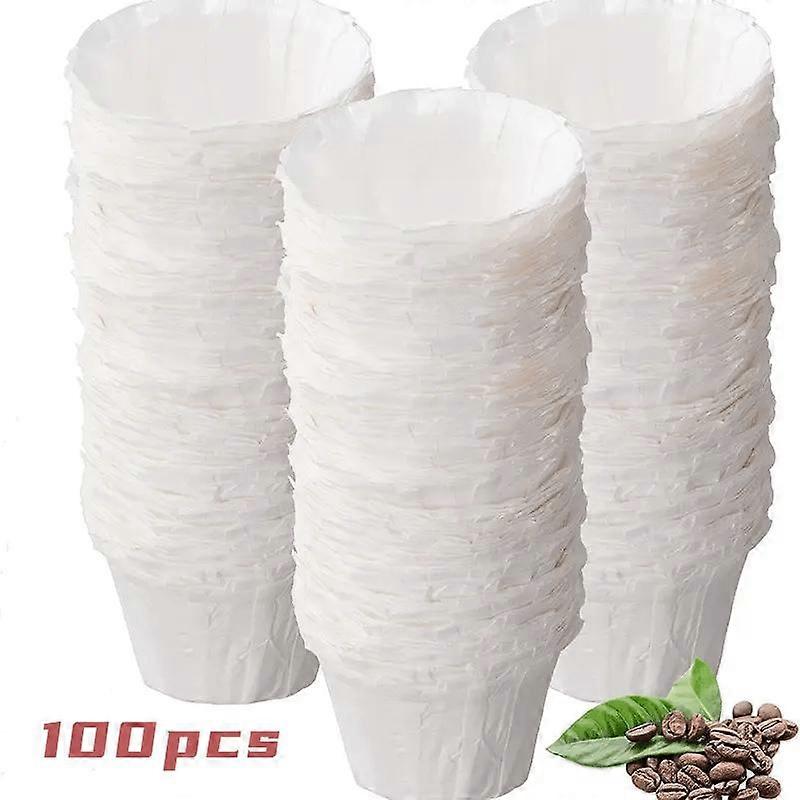 100-Pack Disposable Paper Coffee Filters with Lid for Keurig Brewers, Compatible with Reusable K Cup Pods, Single Serve 1.0 and 2.0, White