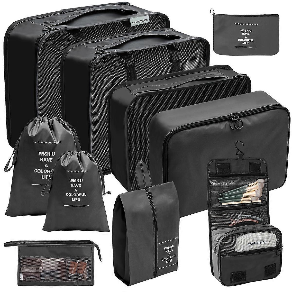 10 Set Packing Cubes For Suitcase, Lightweight Various Sizes Luggage Packing Organizers With Laundry Bag, Foldable Compression Travel Carry On Storage