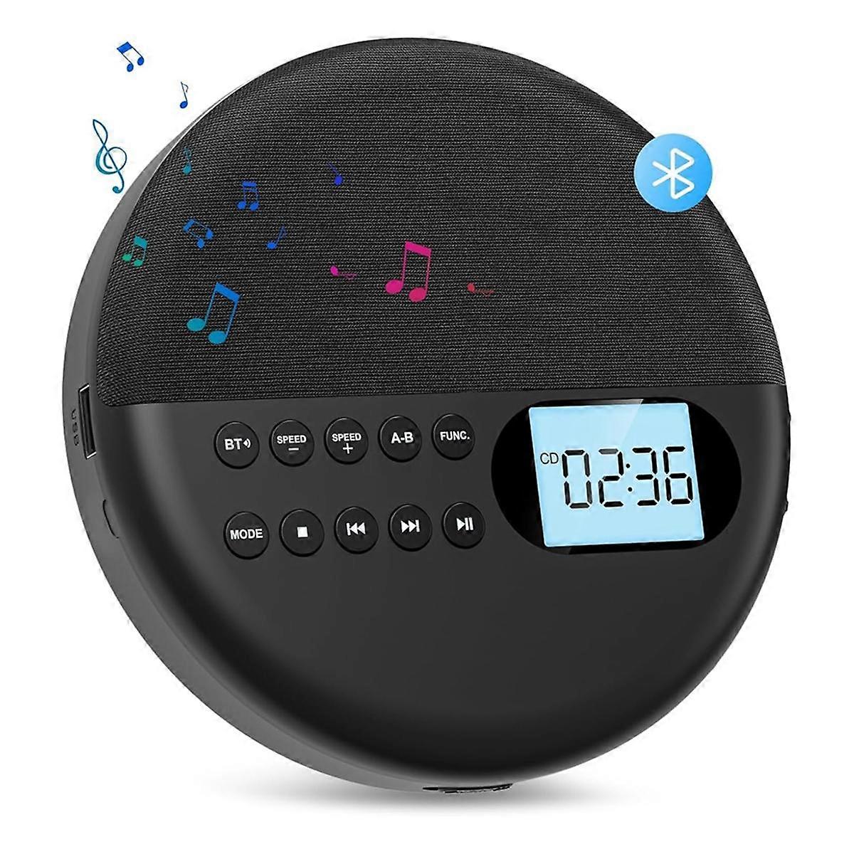 ポータブルCDプレーヤーとMP3プレーヤー、アンチスキップ保護とデュアルステレオスピーカー、Bluetoothプレーヤーウォークマンの調整