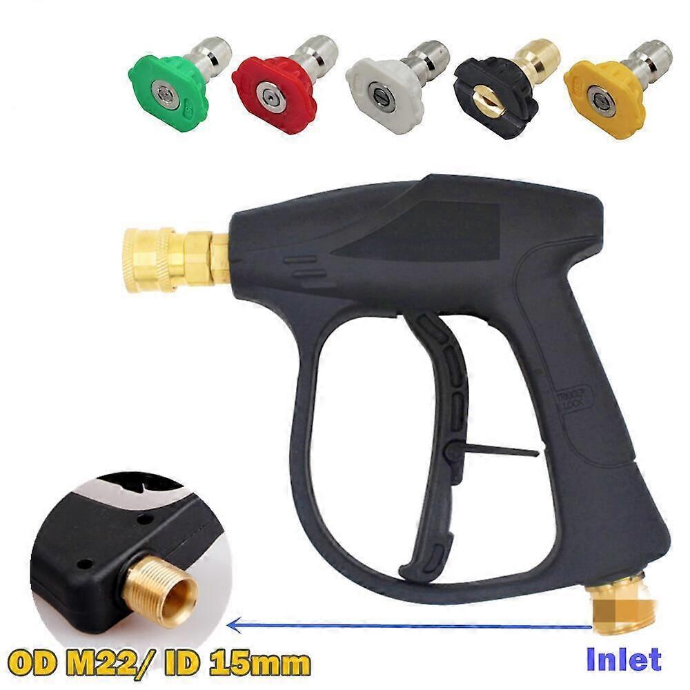 אקדח אקדח מים לשטיפת מכוניות בלחץ גבוה עם שקע כניסת מים M22 14 מ"מ או 15 מ"מ ו -5 חרירי סילון ריסוס