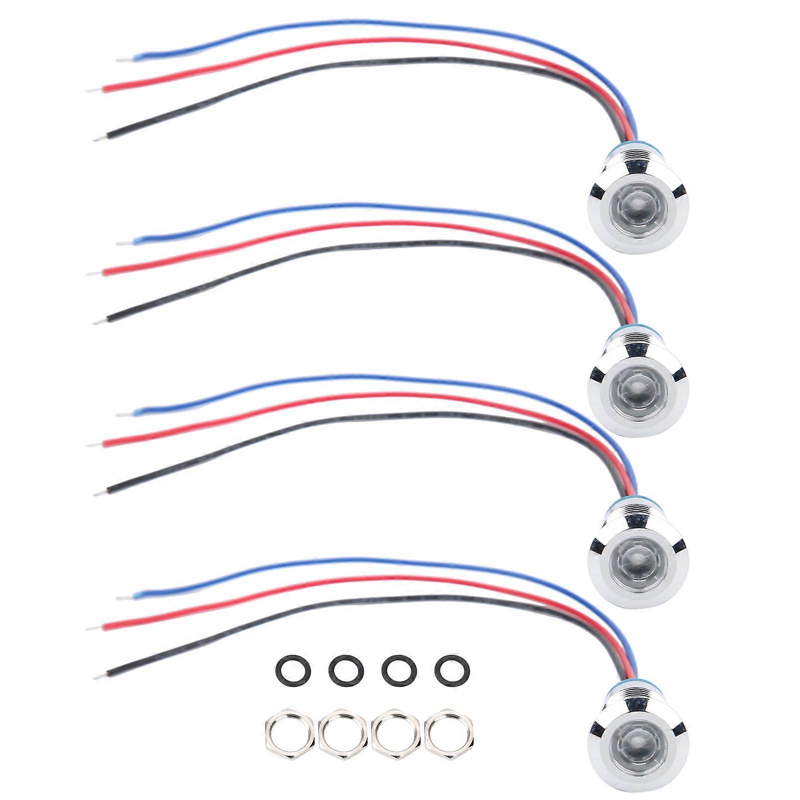4 Set Indicator Led Light Waterproof Common Anode Industrial Control Components 12mm 110-220vred And Yellow