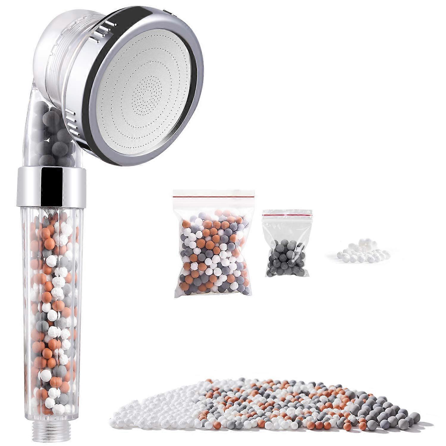 Duschkopf Handbrause mit ko Ionen Filter und 3 Strahlarten, Wassersparende und Druckerhhende Duschbrause mit zustzlichen Steinen