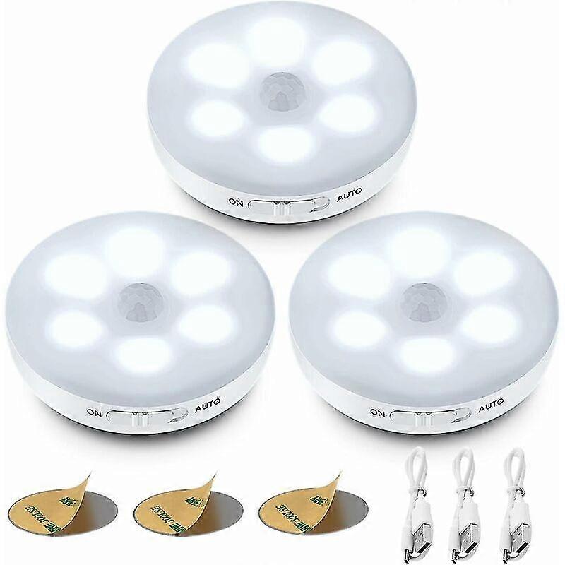Automatic LED Night LightInterior Motion Sensor LightWireless LED Lights3 Modes (Auto/On/Off)LED Closet Light, USB Rechargeable Light for Showcases, K