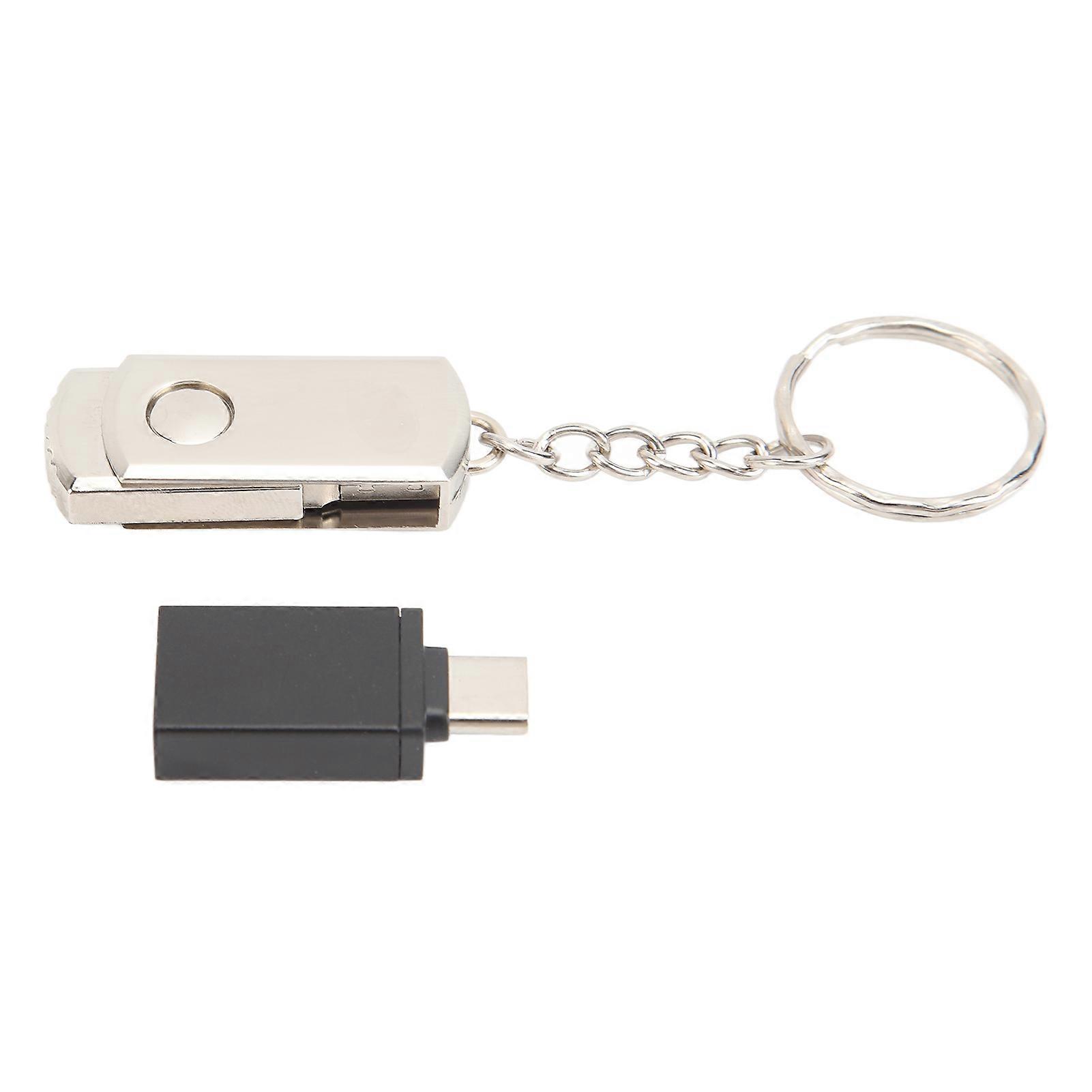 USB Flash Drive Fast Transfer Speed USB 2.0 Drive With USB To Type C Adapter for Laptop Tablet Silver 32GB