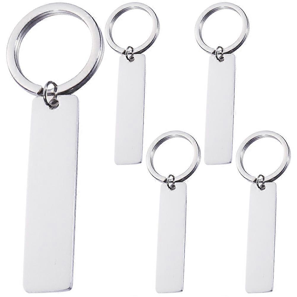 5pcs Blank Stainless Steel Key Chain Blank Keychain Blank Key Ring Key Tags For Number Tag