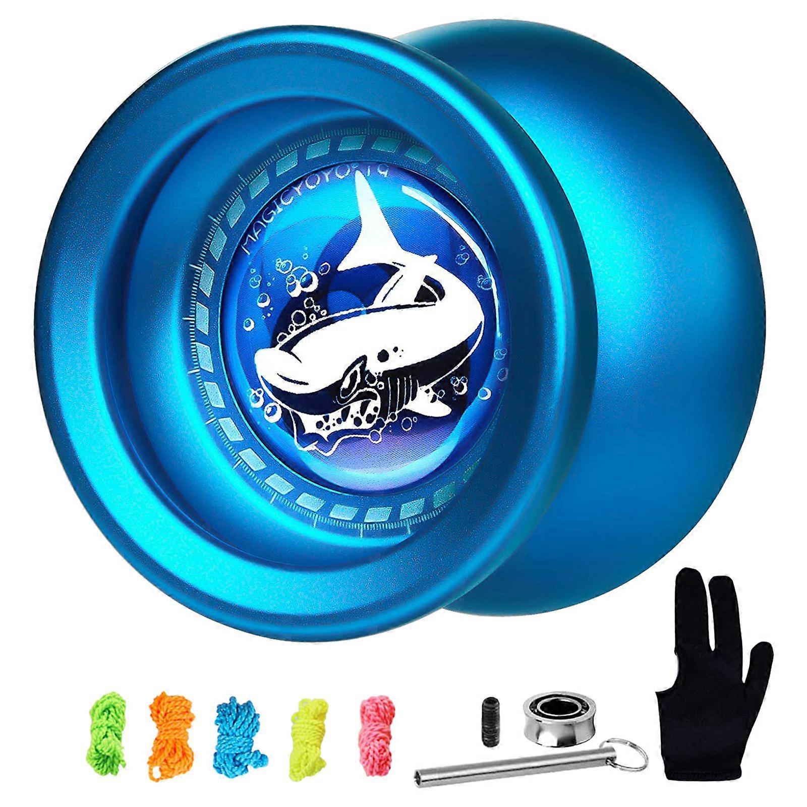 Responsive Yoyo T9,-Blue Yoyo with Replacement Unresponsive Bearing,Axle,Removal Bearing Tool,Glove,5 Strings