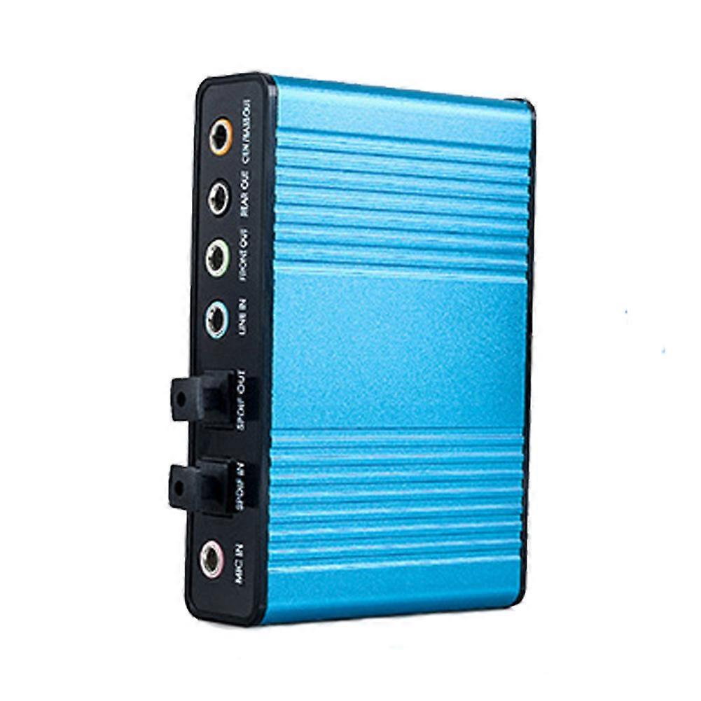 External Sound Card Optical Fiber USB 5.1 HD for Desktop Laptop Blue