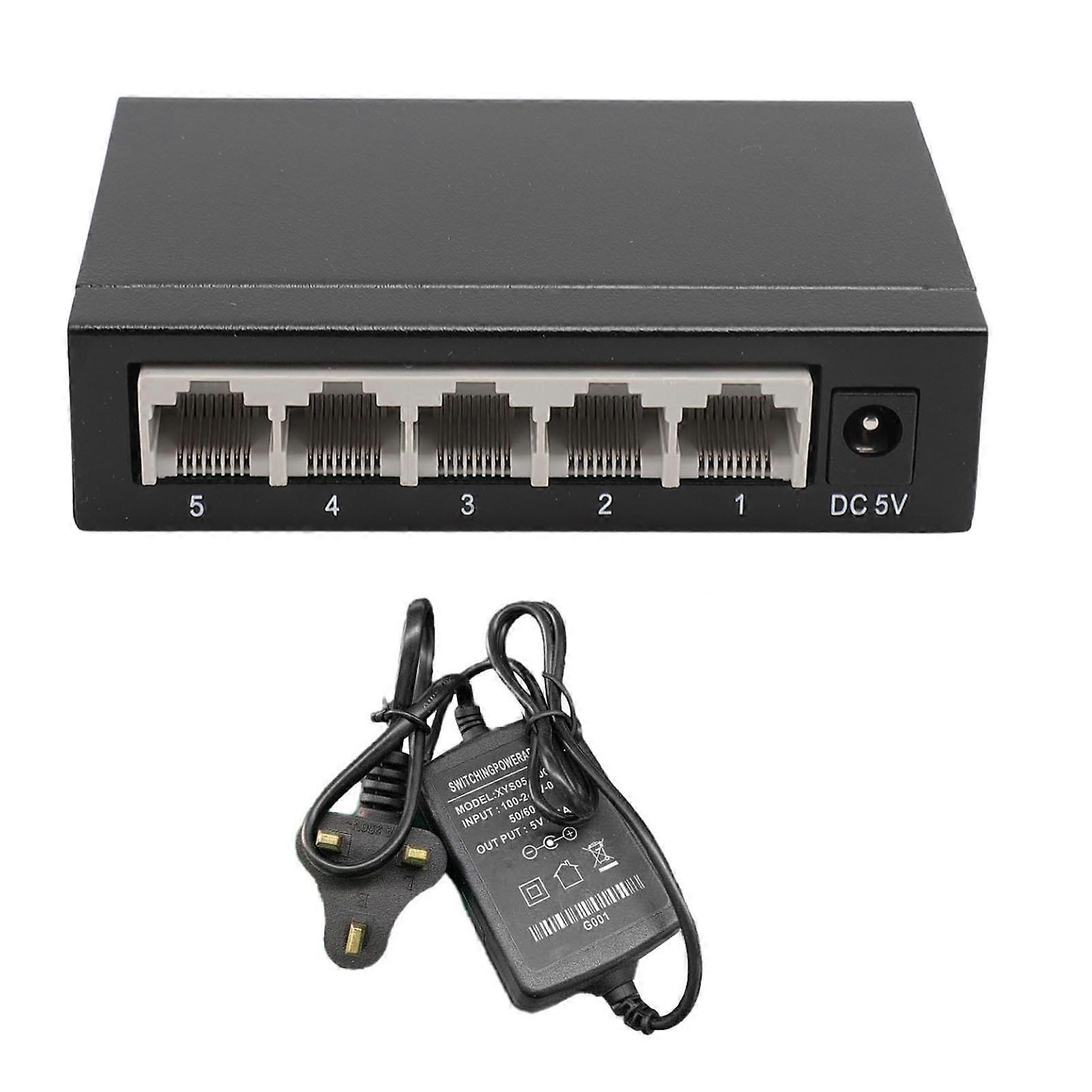 5 Haven Ethernet Switch Professional High Speed 10 100Mbps Metal Shell 5 Poorts Netwerkschakelaar voor Home Network 100?240V UK Plug