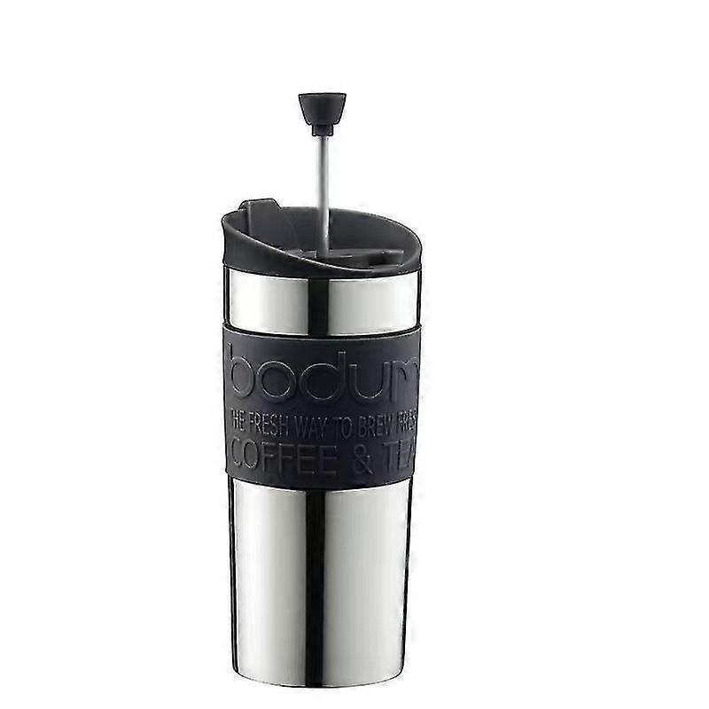 Travel vacuum mug, 0.35 l, hinged lid, plastic(black)