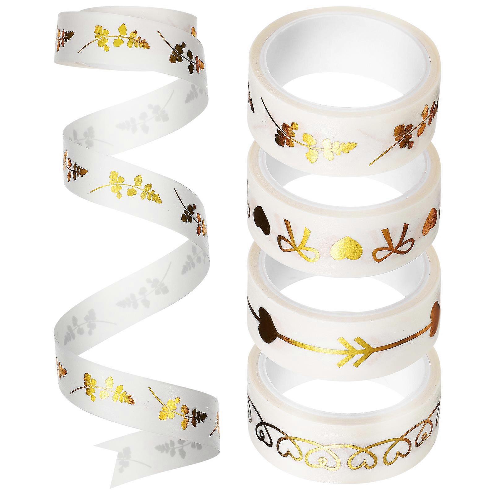 5 Rolls Washi Tape Bronzing Scrapbook Tape Decorative Tape for DIY Craft Journal Diary