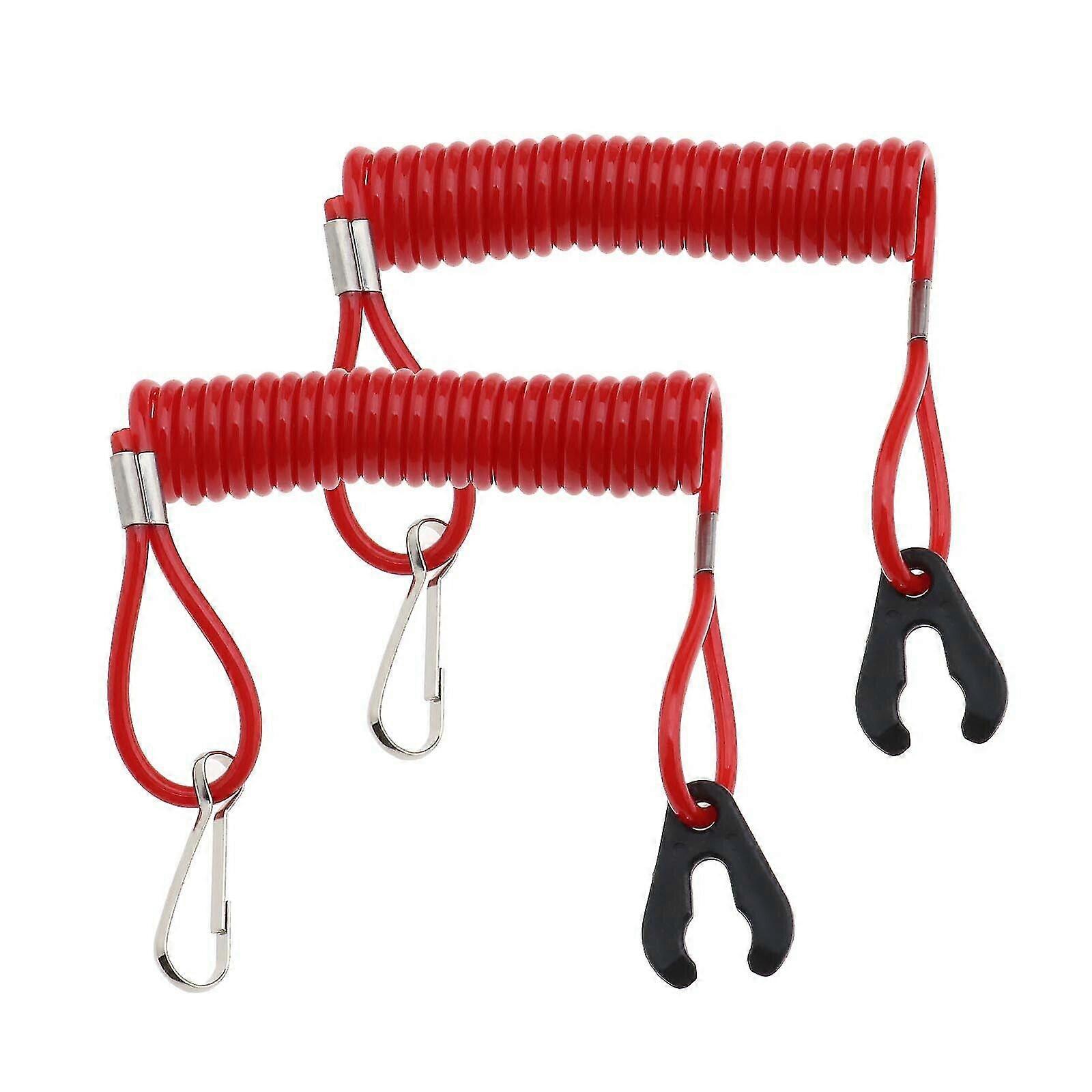 Outboard Motor Engine Lanyard Kill Stop Switch Safety Cord For Yamaha(red)(2pcs )