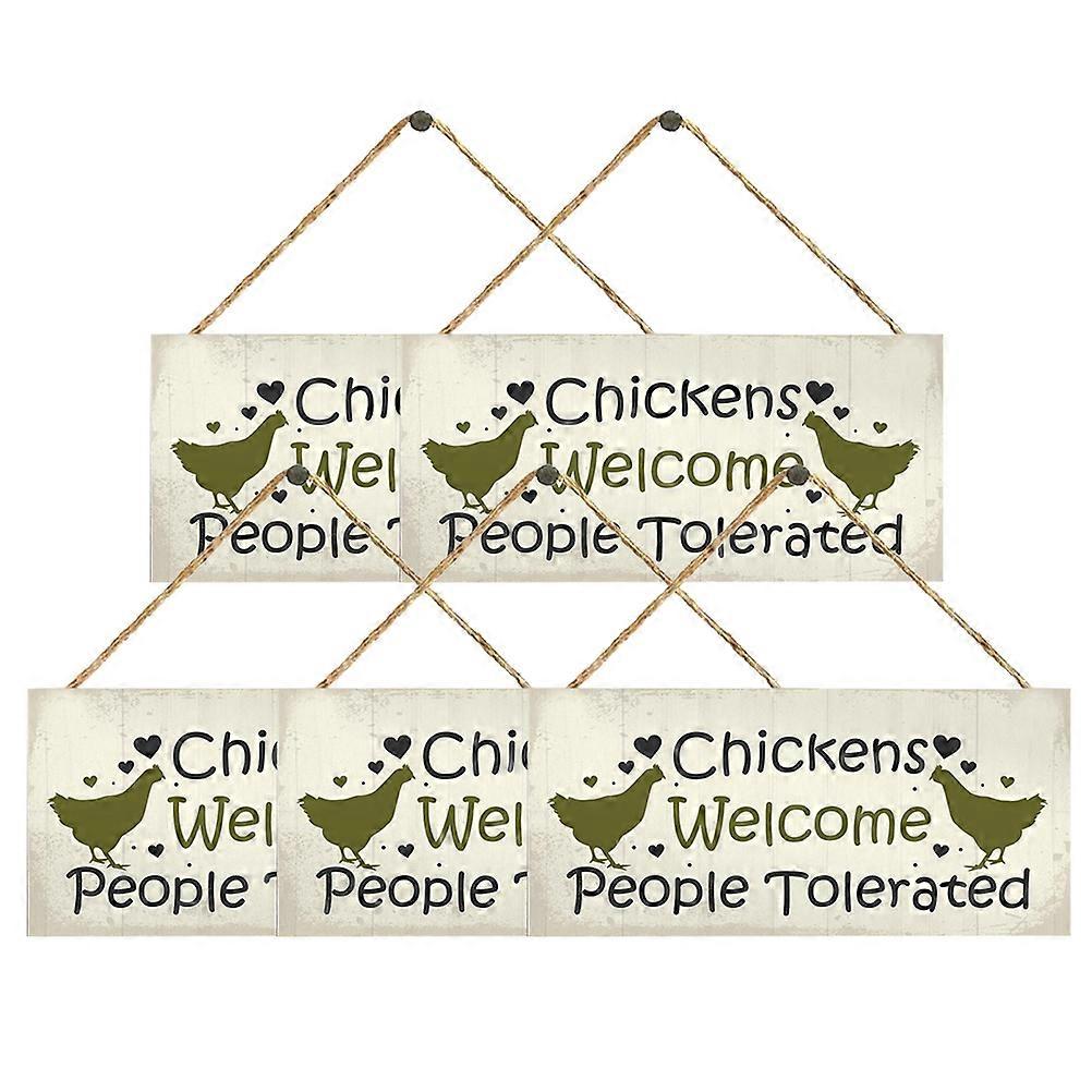5pcsファームウッドハンギングサイン木板農家ハンギングサインチキンは、人々を許容する農産物を歓迎します()