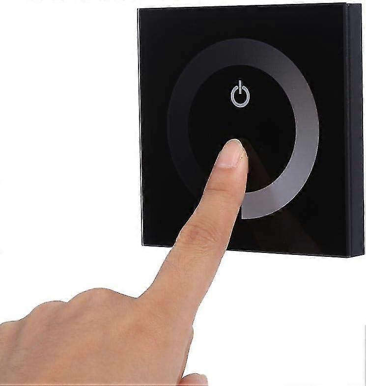 Dimmer Switch, Dimmer Wall-Mounted Touch Panel Controller DC 12V-24V Brightness Adjustable Dimmer Switch (Black) - DD