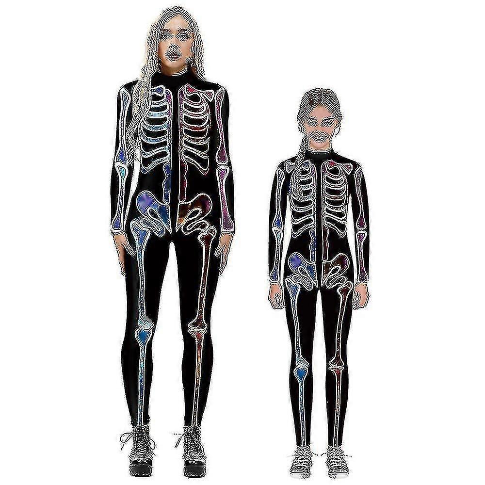 어린이와 성인을 위한 할로윈 해골 의상, 편안한 속옷 점프수트