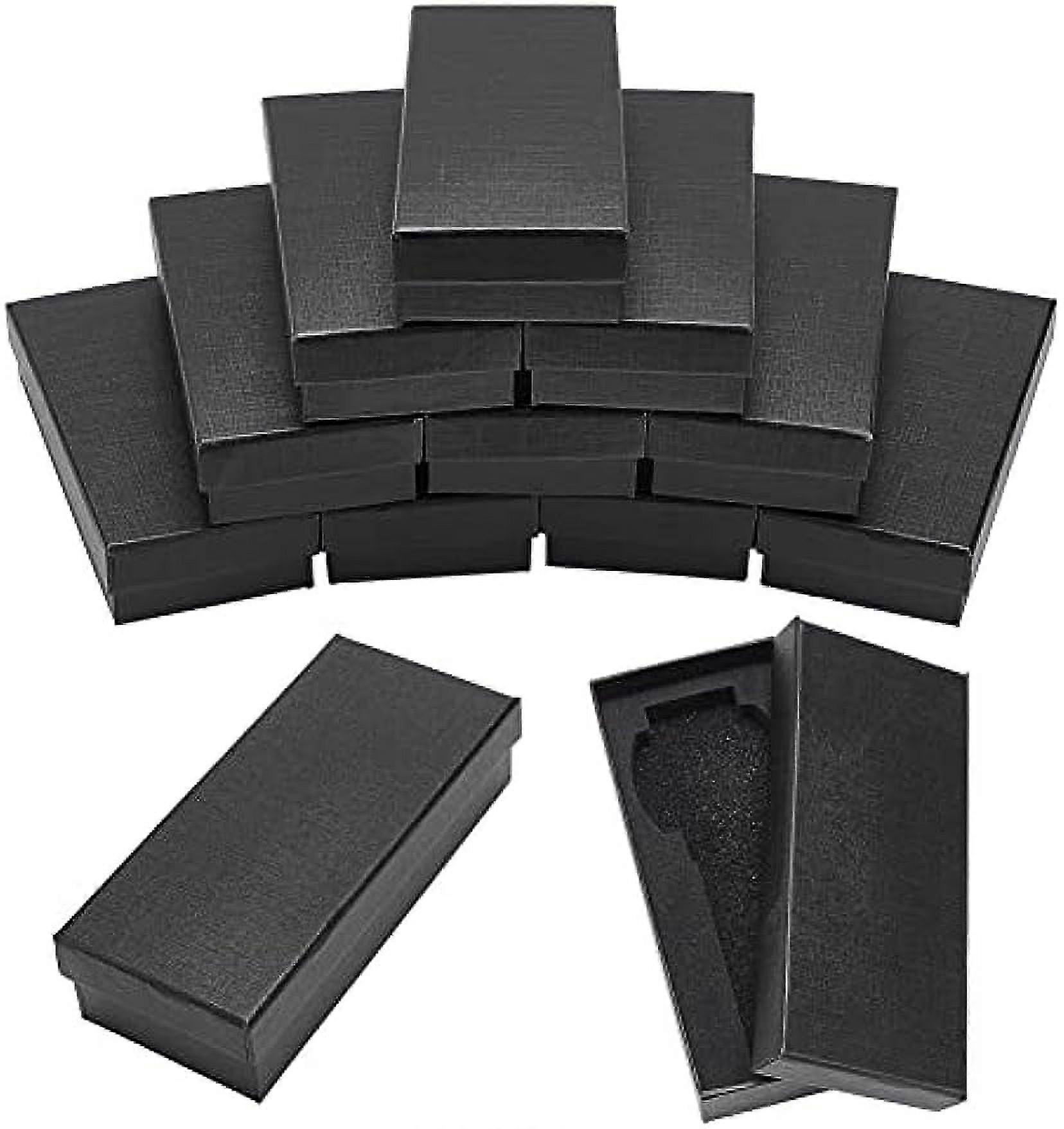 10Pcs Single Watch Box 5.7x2.6x1.2 Black Watch Cardboard Box Watches Holder With Sponge Rectangular