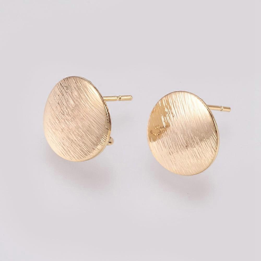 Brass Ear Stud Findings for DIY Earring Making with Loop Flat Round Nickel Free Real 18K Gold Plated 12mm Hole: 2mm pin: 0.5mm