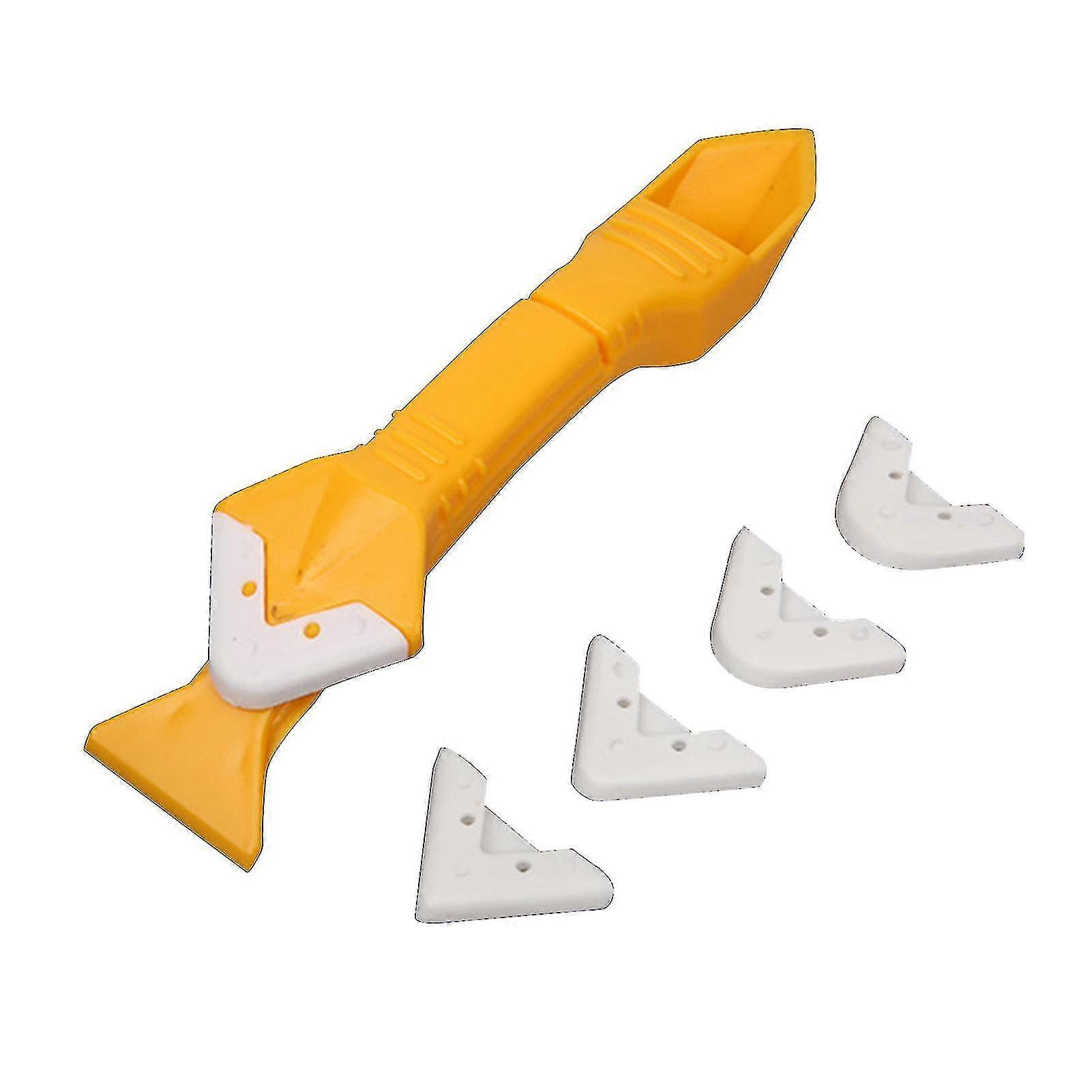 2024 Glass Glue Angle Scraper 3 In 1 Caulking Tools Silicone Sealant Finishing Tool Grout(1swts-yellow)
