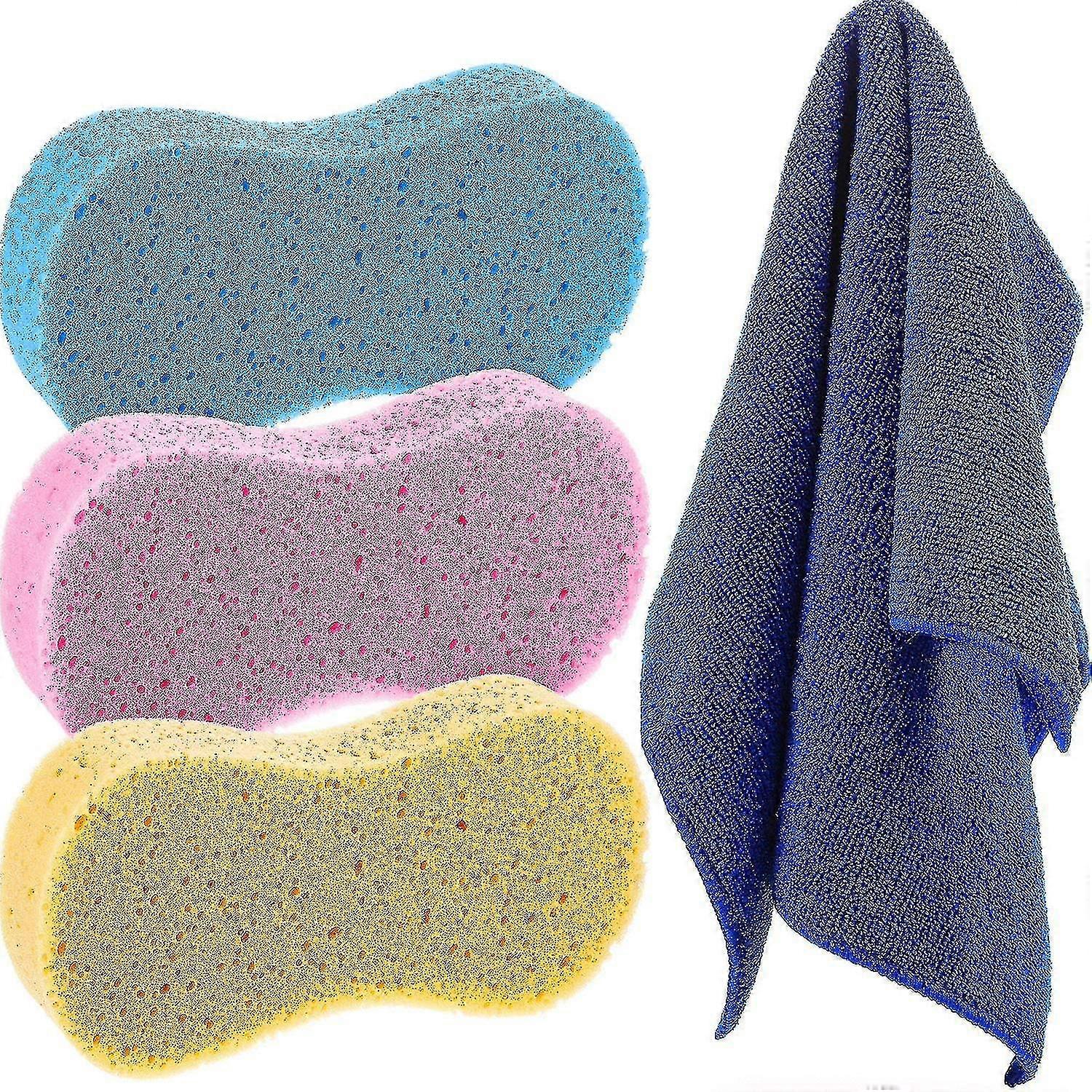 3 Pieces Car Wash Sponges Car Cleaning Sponges Multi-functional Sponge With Blue