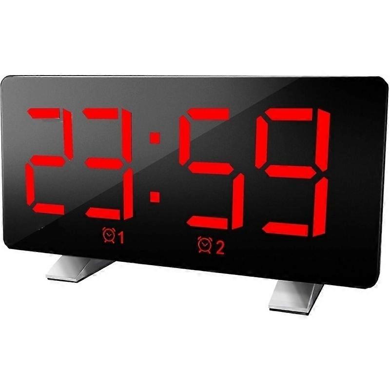 Double Polyphonic Alarm Clock LED Large Screen Electronic Clock - Red Word