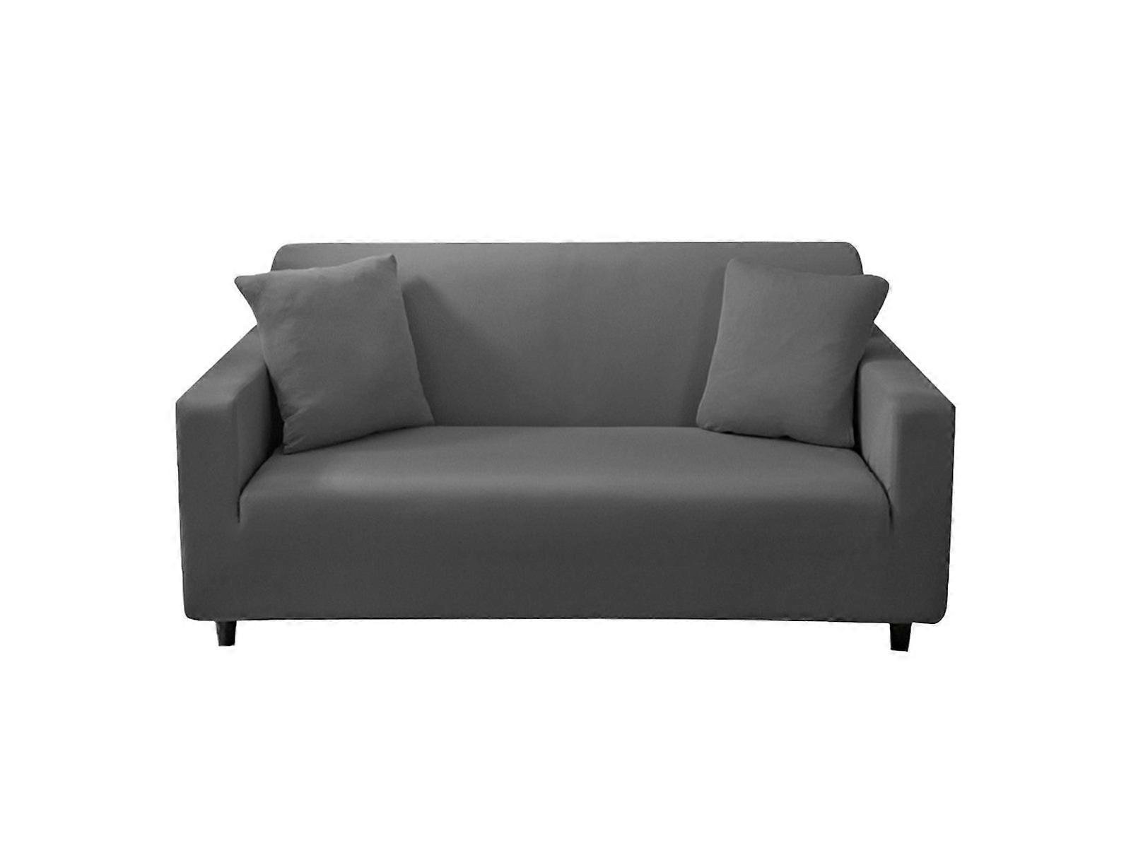 Sofa Cover Grey Solid Colour Sofa Protector Stretch Couch Slipcover 3 Seats