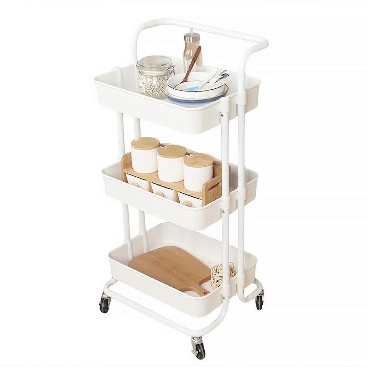 Multifunctional 3-tier Storage Rack Trolley Rolling Utility Cart Home Kitchen Storage Rack