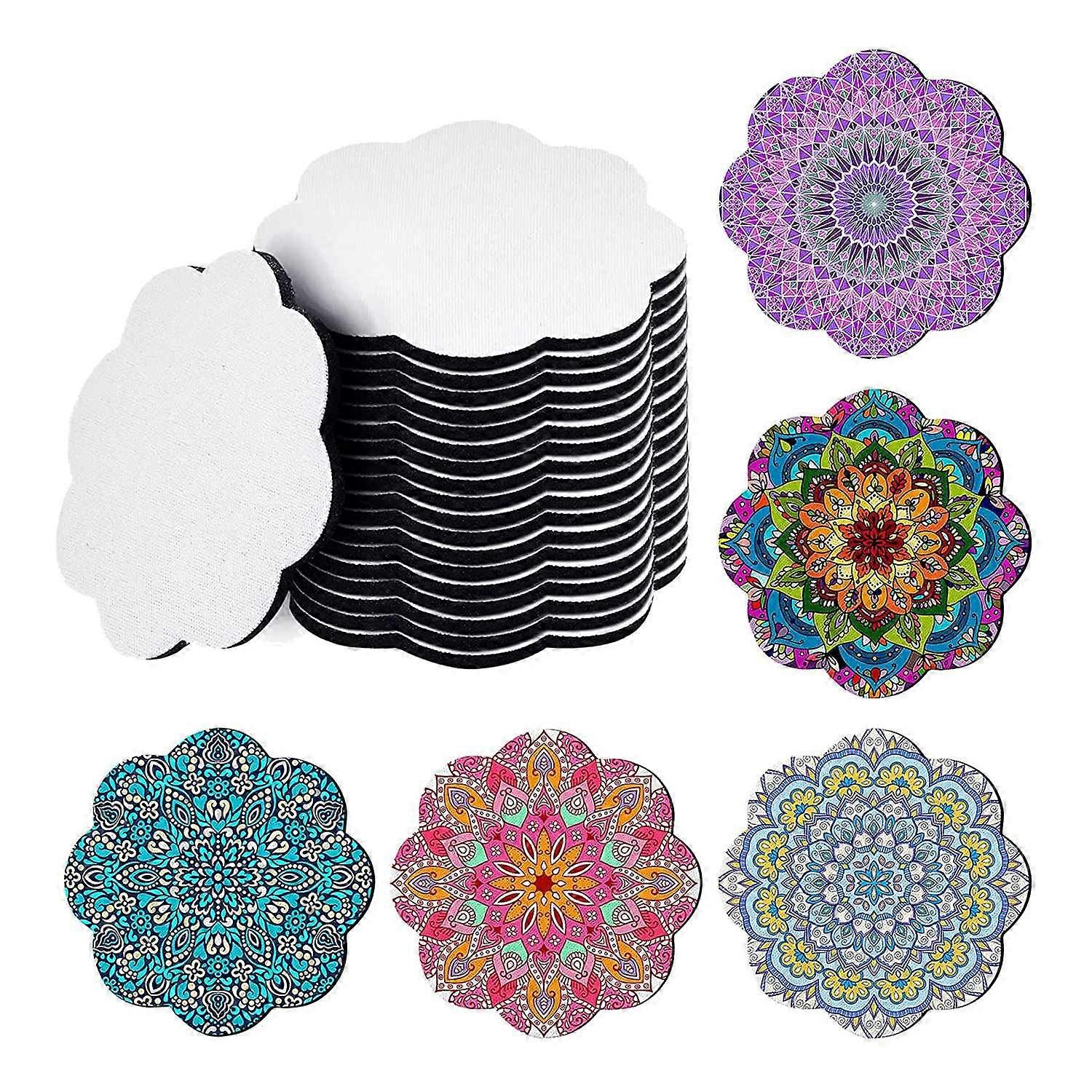 60Pcs Sublimation Blank Coasters Heat Transfer Cup Coasters White DIY Heat Transfer Press Cup Mats