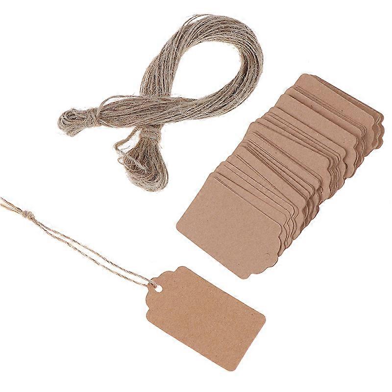 100Pcs/Lot Blank Kraft Jewelry Price Label With String 20m Kraft Paper String Price Tags Gift Cards