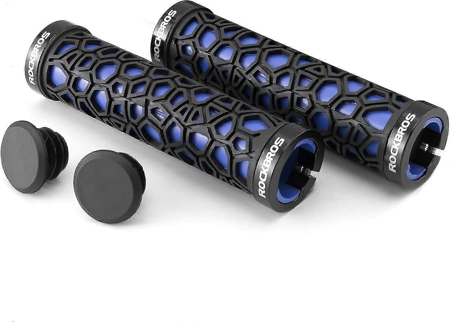1 Pair Mtb Handlebar Grip, Acex Ergonomic Bike Grip 2 End Caps, Non-slip Mtb Grip With Double Lock 22mm Diameter