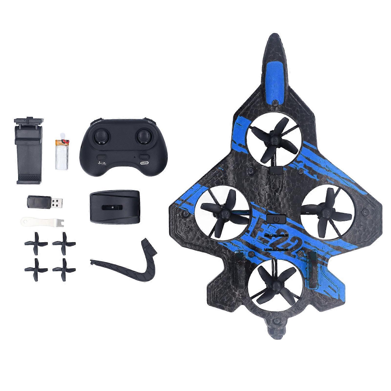 Remote Control Airplane Fighter Foam Stunt Fighter RC Quadcopter with High Definition Camera Blue